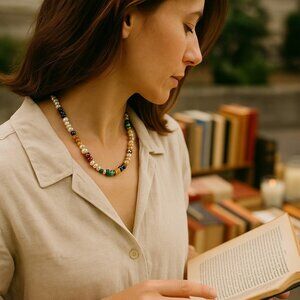 Soft neutral tone candy bead necklace